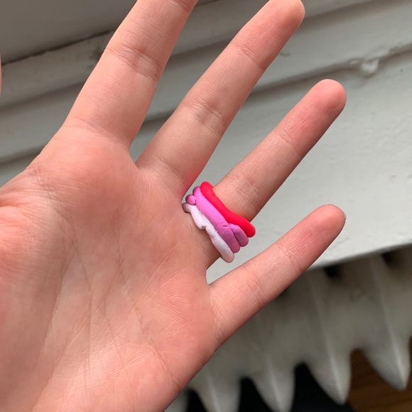 FREE ADD ON Handmade Pink Star Clay Ring - size 7 - Picture 4 of 6